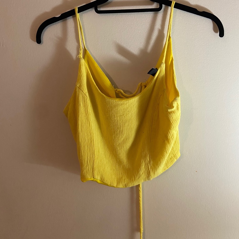 Yellow Crop Top W/ Lace Up String In Back Small